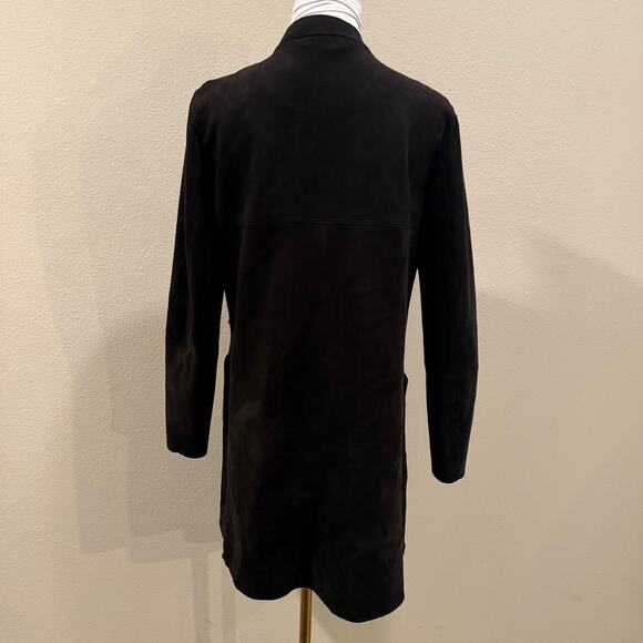 H&M Faux Suede Oversized Longline Coat XS Minimalist Sleek Chic Fall Winter - Picture 2 of 8